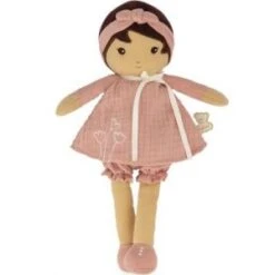 Kaloo Tendresse - Ma 1ère Poupée En Tissu Amandine - Poupée De Chiffon 32 Cm - Robe Rose En Mousseline - Peau Mate - Jolie Boîte Cadeau Et Ruban Personnalisable - Dès La Naissance, K200005