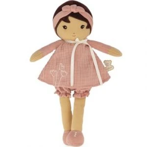 Kaloo Tendresse - Ma 1ère Poupée En Tissu Amandine - Poupée De Chiffon 32 Cm - Robe Rose En Mousseline - Peau Mate - Jolie Boîte Cadeau Et Ruban Personnalisable - Dès La Naissance, K200005