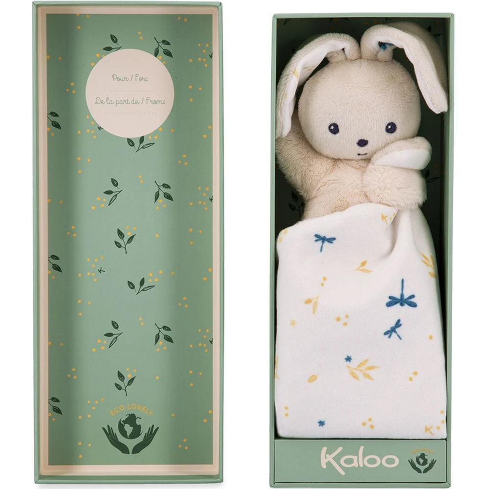 Kaloo Doudou Carré Douceur Plat Lapin Blanc Délicat – Image 5