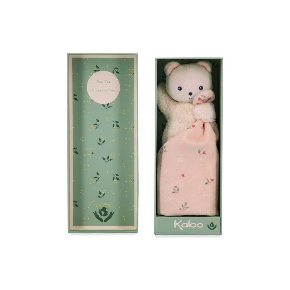 Carré Douceur : Doudou Ours Feuilles D'amour 17 Cm - Kaloo