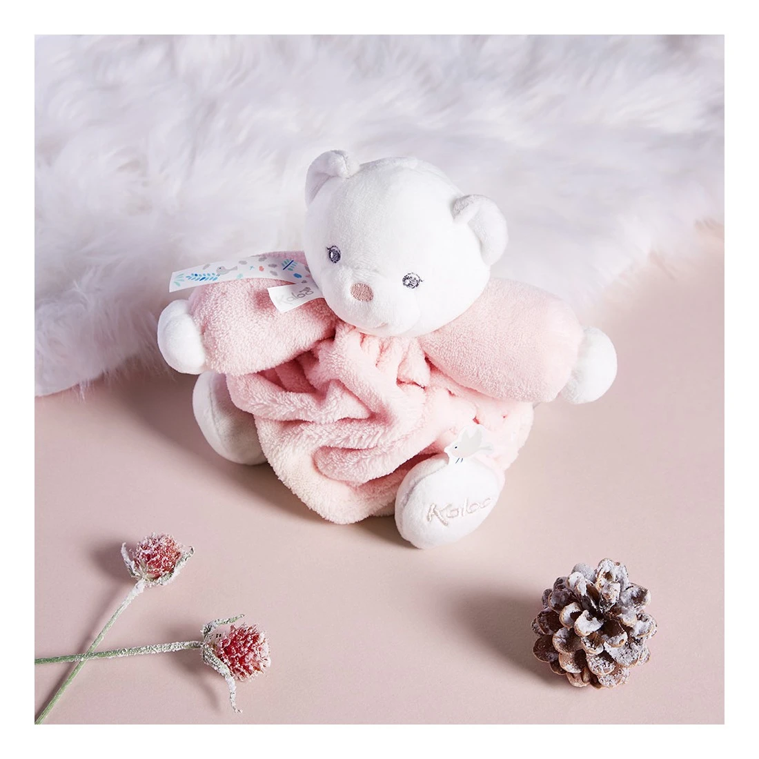Doudou Patapouf Ourson Rose Poudré Petit - Plume - Kaloo